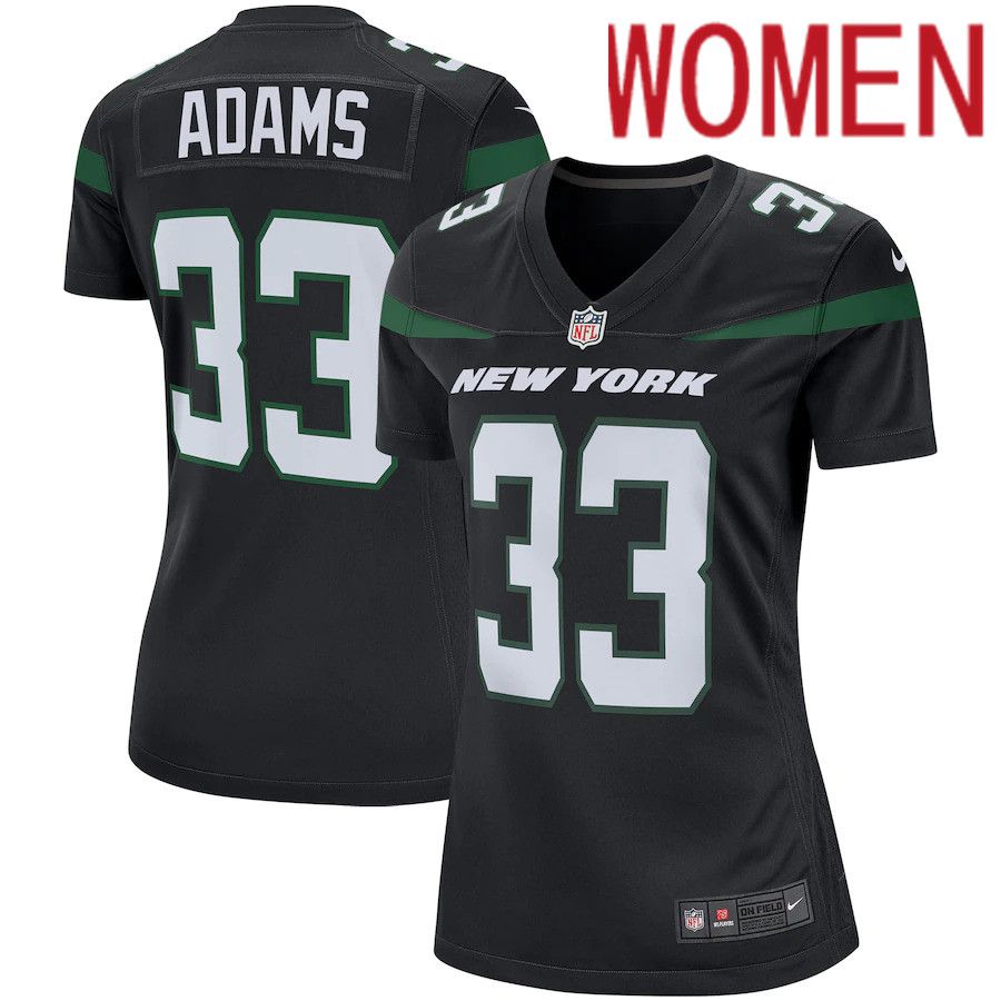 Women New York Jets #33 Jamal Adams Nike Stealth Black Game NFL Jersey->women nfl jersey->Women Jersey